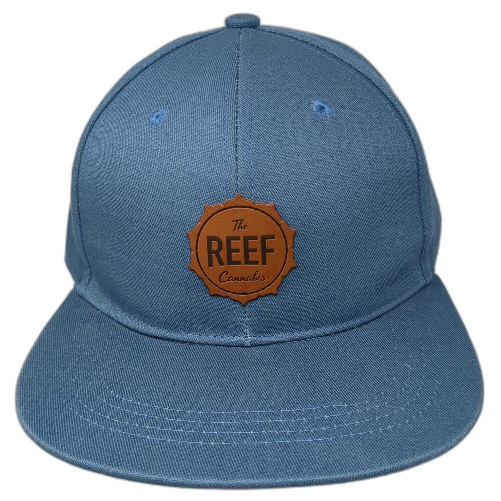 Discrete Baseball Cap Blue One Size Leather Patch Cannabis Strapback Hat